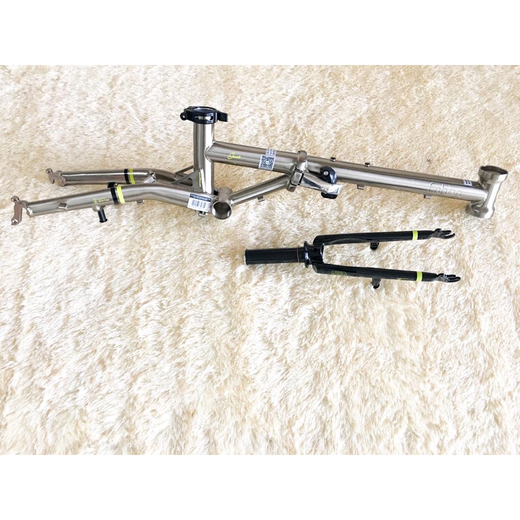 Frame Set dan Handlepost Fnhon Gust V brake Titanium Titan Campagne Gold VB Vbrake 16 inch plus HP