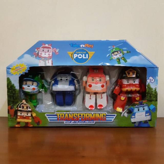 Mainan Set Robocar Poli 4 in 1 - Robot Mobil Transformers Anak Edukasi