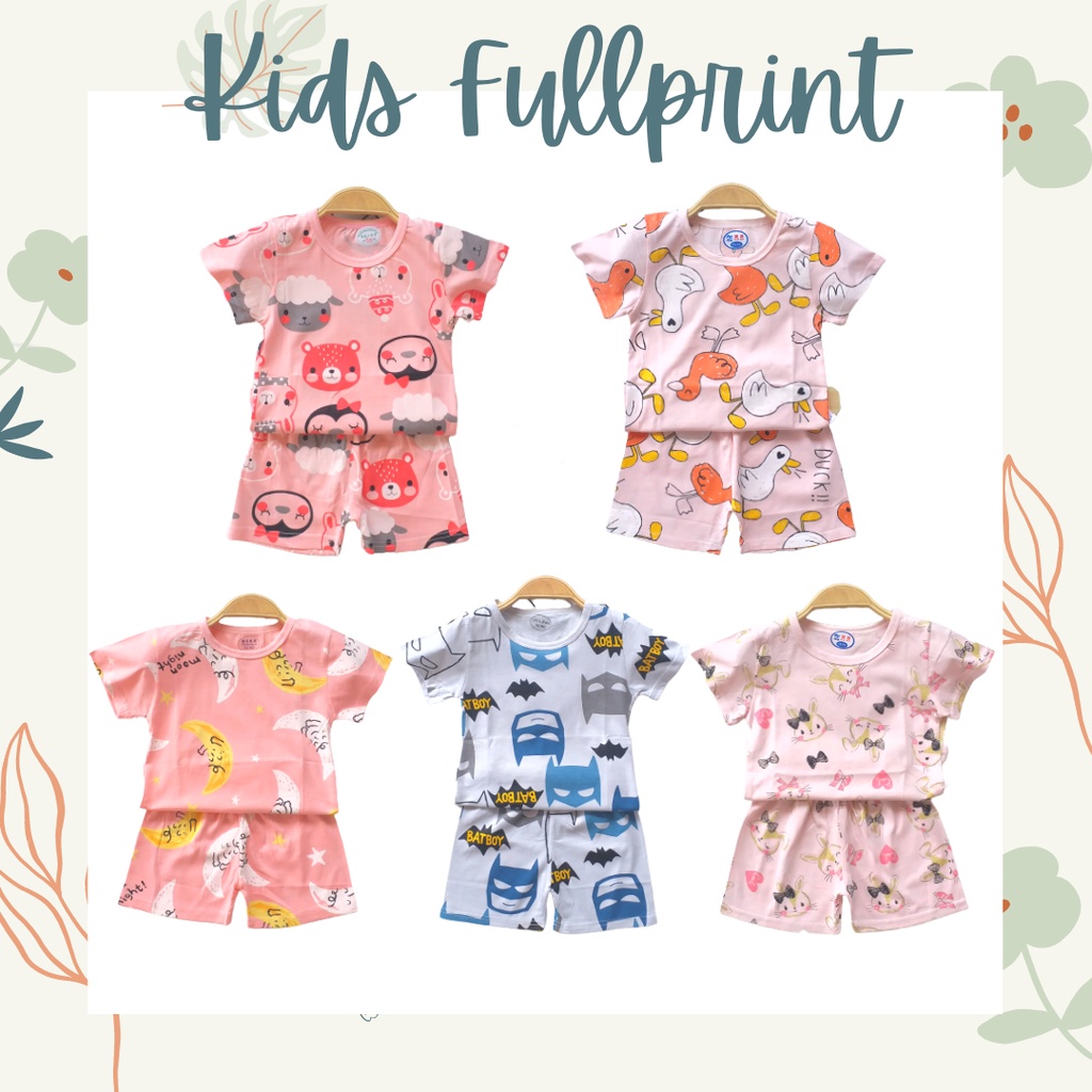 MBSS - Setelan Bayi Pendek FULLPRINT KL / Baju Anak Unisex Setelan Pendek Anak / Baju Bayi Import A122