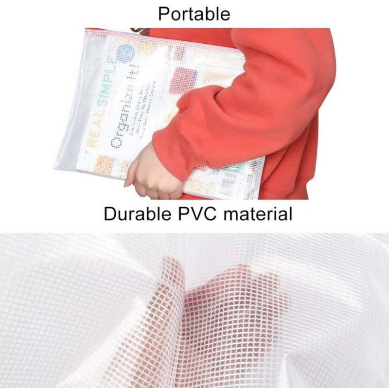 PC Zipper Bag Waterproof Information Bag B4/ LEBIH BESAR DARI F4. Map Buku Sekolah Transparent Mesh File Bag