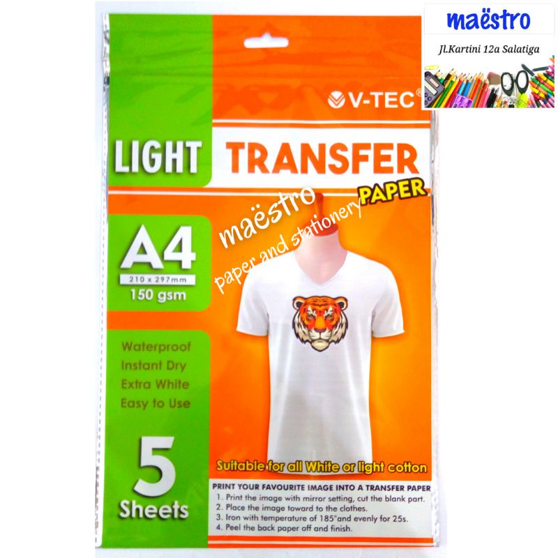 V-Tec Light Transfer Paper A4 / Transfer Paper