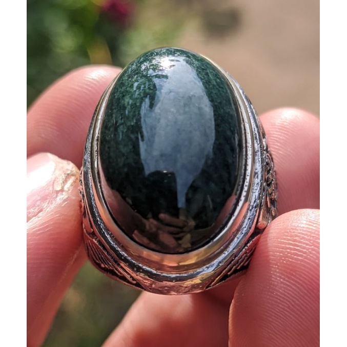 Cincin batu akik Dark Green Jade Nabire papua asli batu alami bukan sintetis bukn bacan garut0102