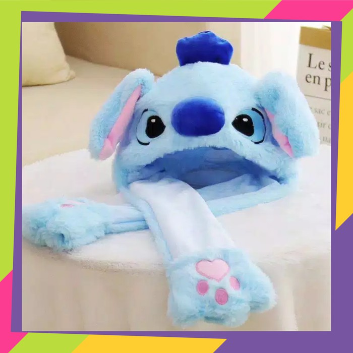 Topi Stitch Import Non LED / Stitch Hat Dance Telinga Gerak / sku 361