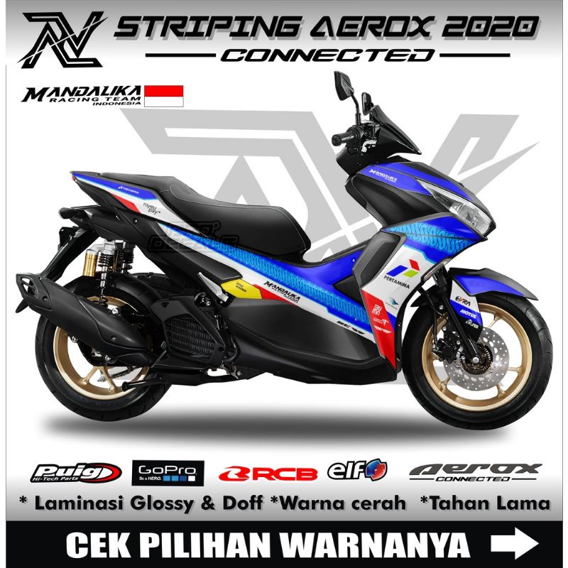 Striping Decal Aerox New Conected 2021 Stiker Variasi Motif Mandalika
