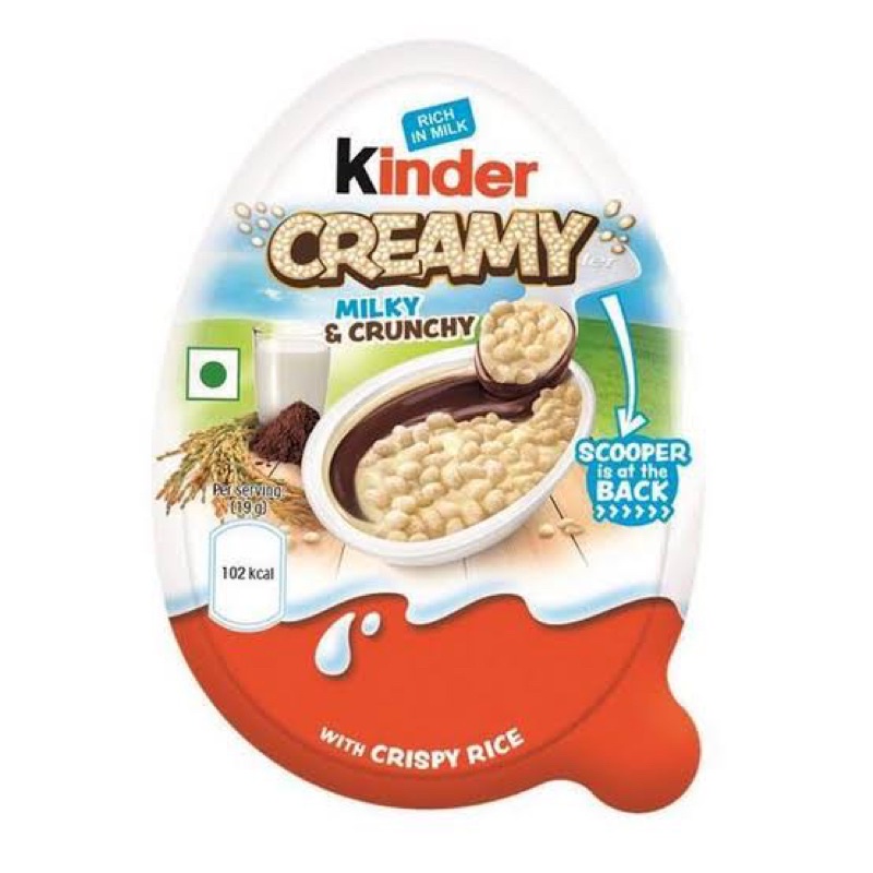 

KINDER CREAMY Milk Crunchy Rice Crispies Snack Import Chocolate 19gram