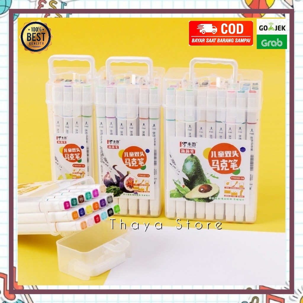 

spidol dua fungsi bisa di cuci - double marker set wipe clean marker set spidol highlighter
