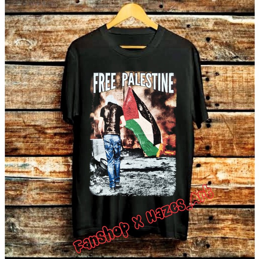 FANSHOP XP Kaos Dakwah Islami Hijrah Tauhid Sorban 3d Palestine-Palestine Bendera