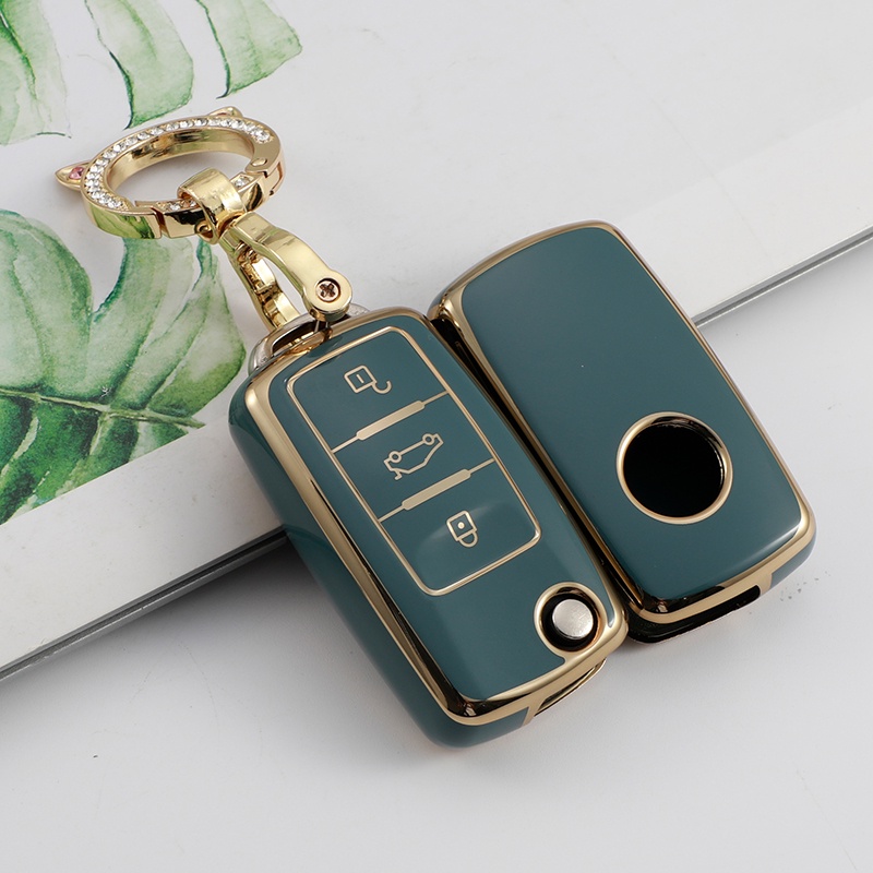 Case Kunci Full Cover Electroplating Untuk VW Volkswagen Polo Golf Passat Beetle Caddy T5 Up Eos Tiguan Skoda Octavia A5