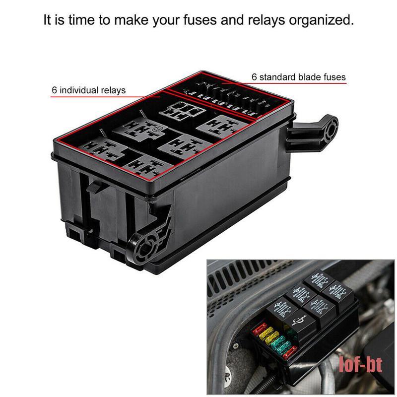 Box Relay 12 Slot 6 ATC / ATO 6 Relay Blade Fuses Holder Standar Untuk Mobil