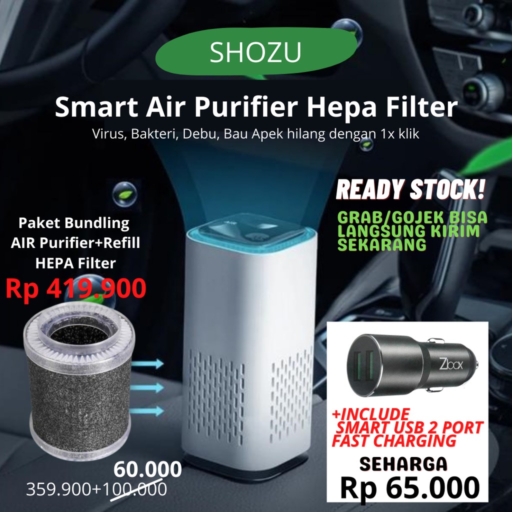 Car Air Purifier HEPA FILTER Air Purifier Mobil Mini Portable Anion