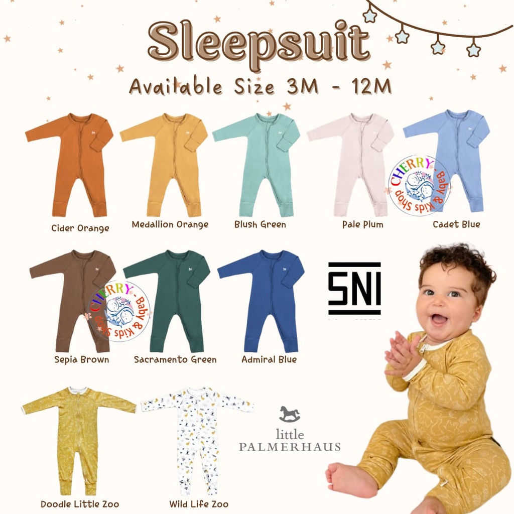 Little Palmerhaus Sleepsuit Printed 0-12M Jumper Panjang Bayi Anak CBKS