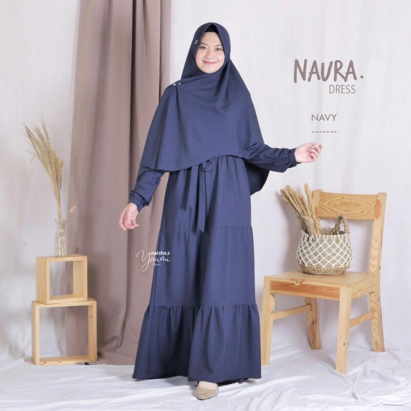 NAISHA-NAURA DRESS BY NAISHA/ GAMIS SYARI/GAMIS MUSLIMAH/GAMIS POLOS