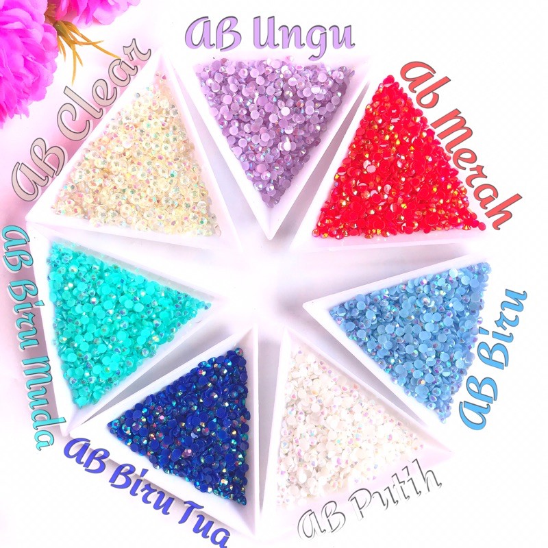 Rhinestone 3mm WARNA JELLY AB PACK BESAR 10.000pcs bahan craft henna Nailart Fake nail Kuku palsu