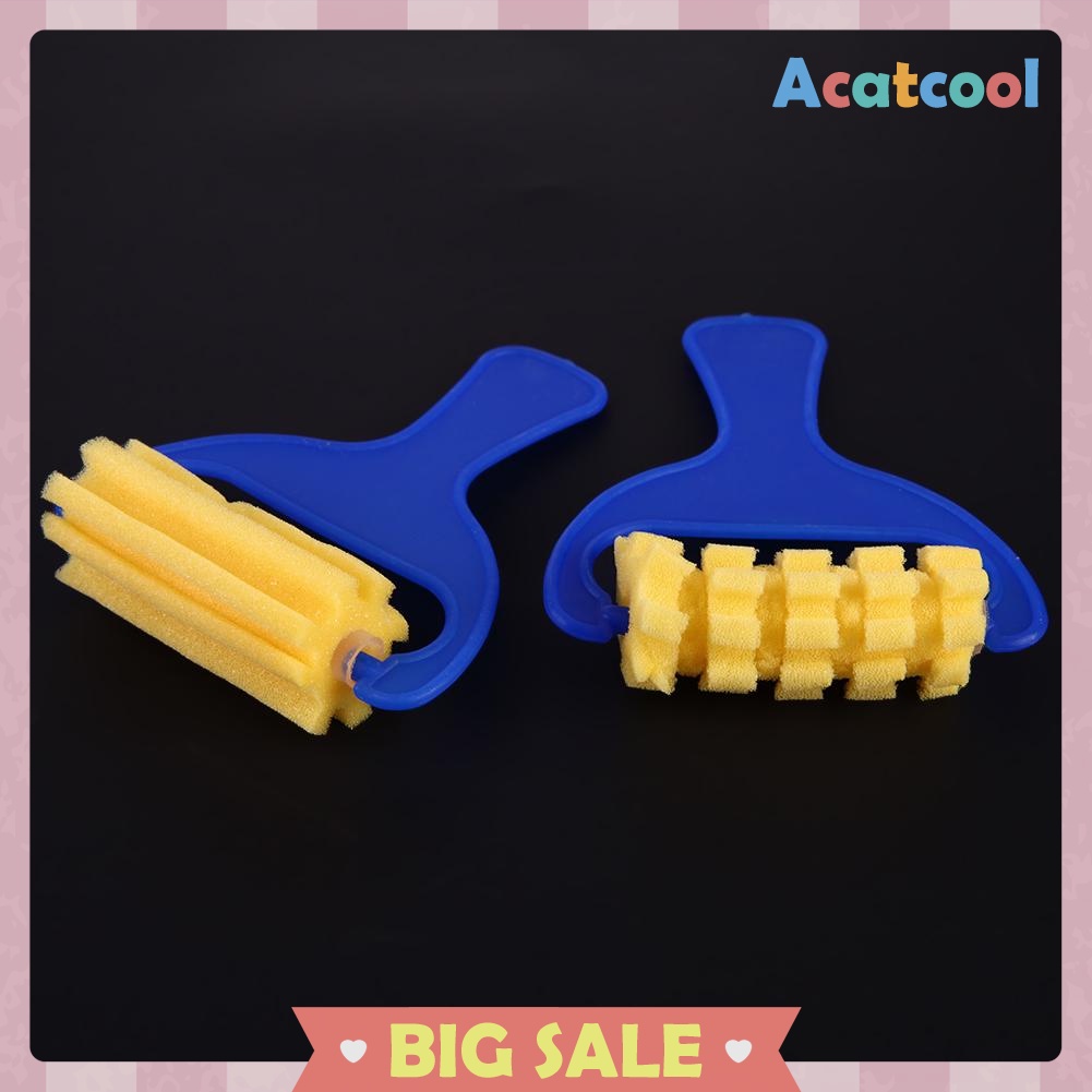 4pcs Kid Yellow Sponge Brush Children Painting Drawing Graffiti Roller Tool