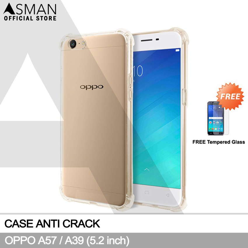 Anti Crack OPPO A57 (5.2&quot;) | Soft Case Anti Bentur + FREE Tempered Glass