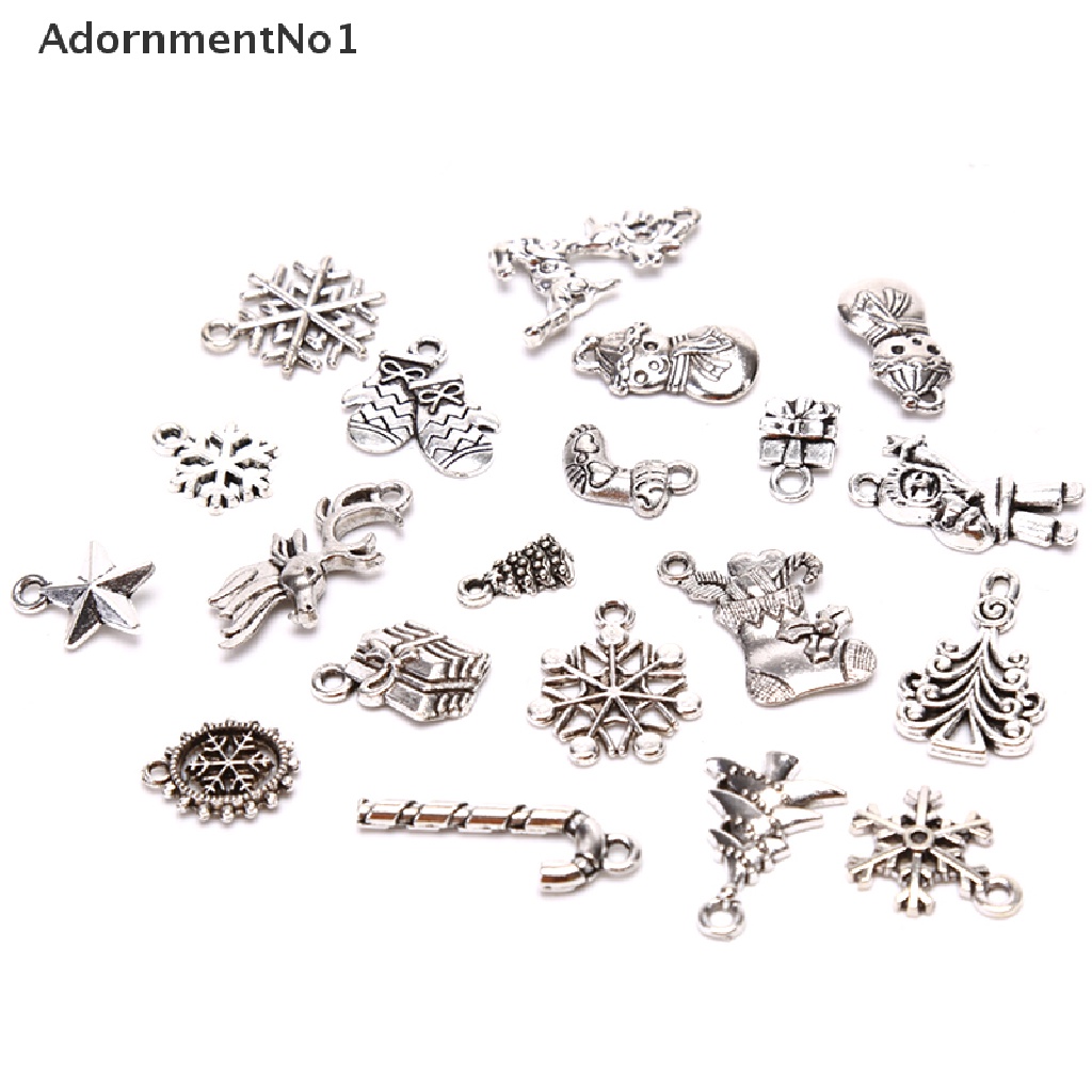 (AdornmentNo1) 19pcs / Set Liontin Silver Tibet Motif Natal Untuk Aksesoris Perhiasan Charms