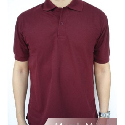 POLO SHIRT PRIA baju kaos kerah polos / kaos berkerah bahan katun lacos murah-MARUN - Polo Shirt