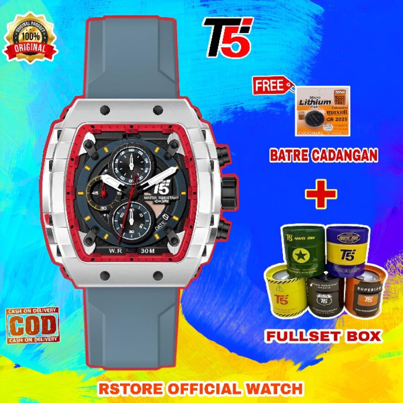 Jam Tangan Pria Original T5 H 3856G Crono Tanggal Aktif Water Proof Bisa Buat Renang Analog Sporty E