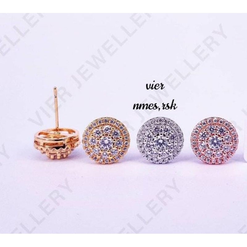 Anting berlian/replika,vier setara dgn titanium,mata micro diamond yg dpake ditoko mas,tidak luntur