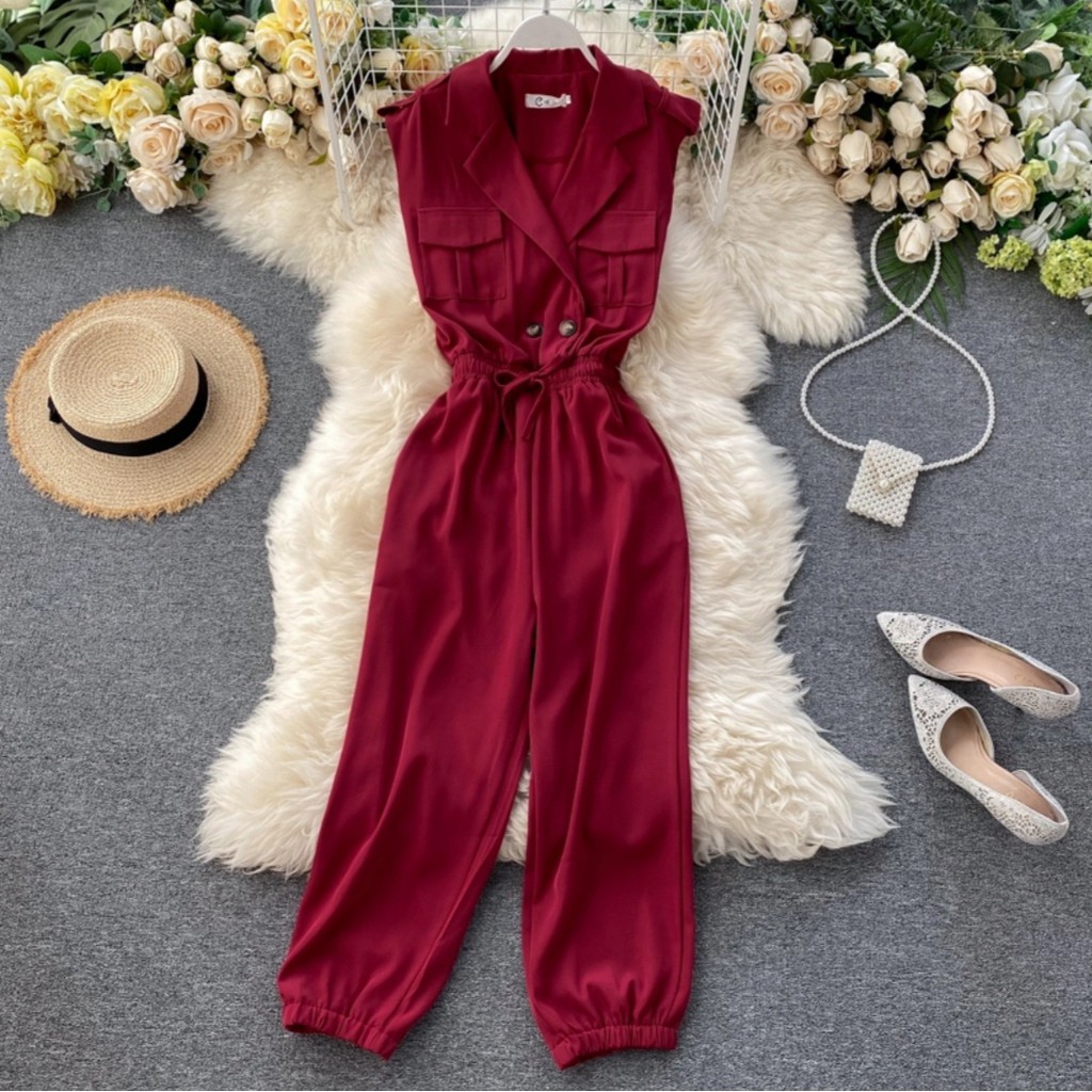 WSE390 - Jumpsuit Gracia Bahan Super Lembut Tidak Berbulu Saku Hidup Bisa COD