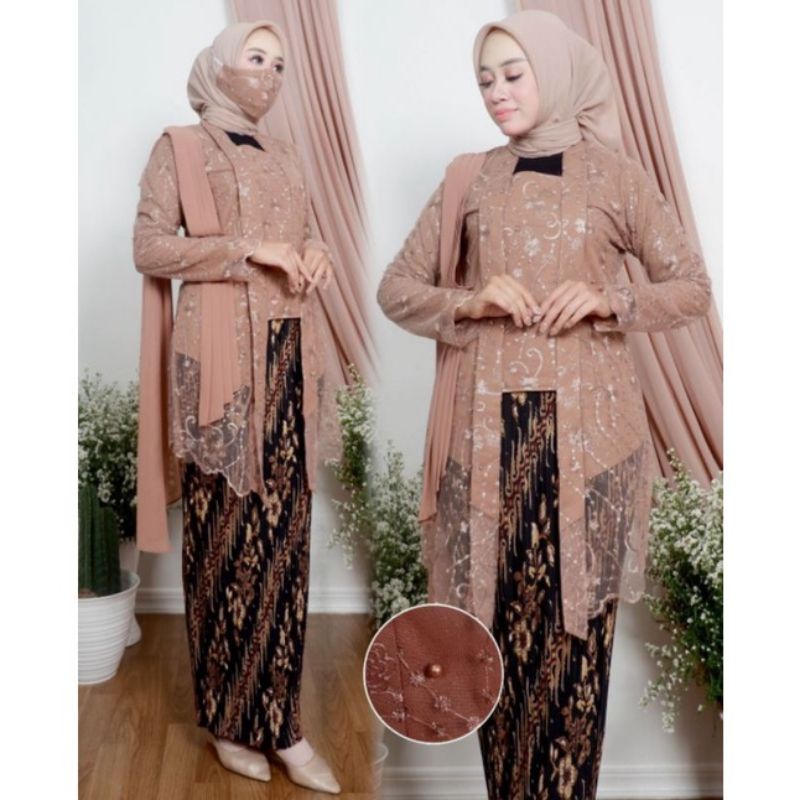 Setelan tunik melayu//kebaya tunik tulle//seragaman kebaya tunik