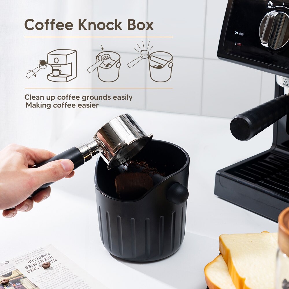 Wadah Bubuk Kopi Coffee Knock Box Non Slip 650 ml - ICF05 - Black