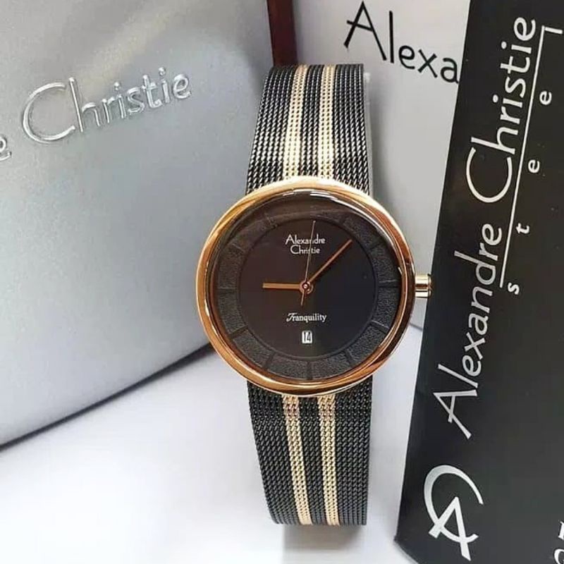 JAM TANGAN WANITA ALEXANDRE CRISTI AC8334/AC 8334 TALI PASIR ORIGINAL