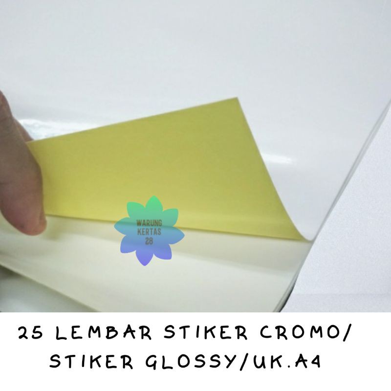 

[25 Lembar]KertasLabelPolos/UkA4/StikerChromo/StikerGlossy/PrintAble