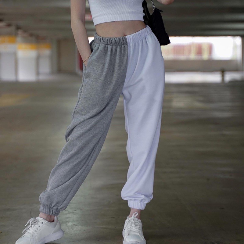SWEATPANTS TWO TONE / JOGGER PANTS / CELANA JOGGER PANJANG/ NOKANTONG KIRI KANAN / BAHAN BABYTERRY
