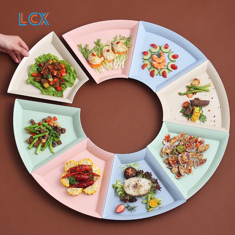 LCX Piring Makan plastic/piring bundar buah/kotak dinner Plate Warni Set BPA FREE VS-87