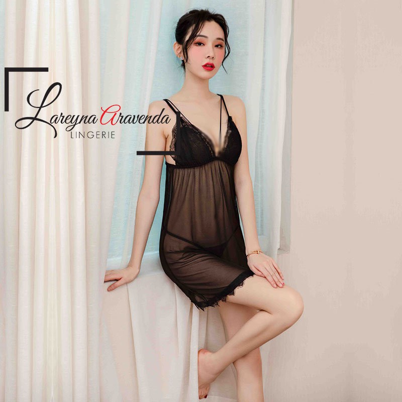 Lareyna Aravenda Set Lingerie + CD Seksi Babydoll Lace Double Rope LG209