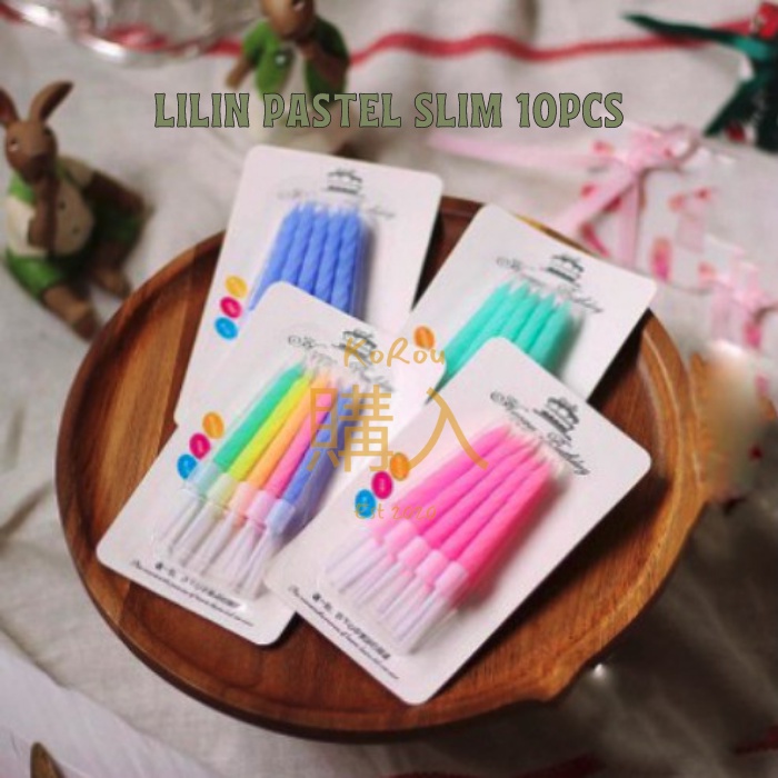 Lilin Ulang Tahun Ulir / Spiral Pendek Pastel Ins Korea Aesthetic isi 10 pcs