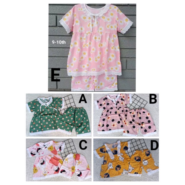 Piyama rayon anak import/baju harian anak import