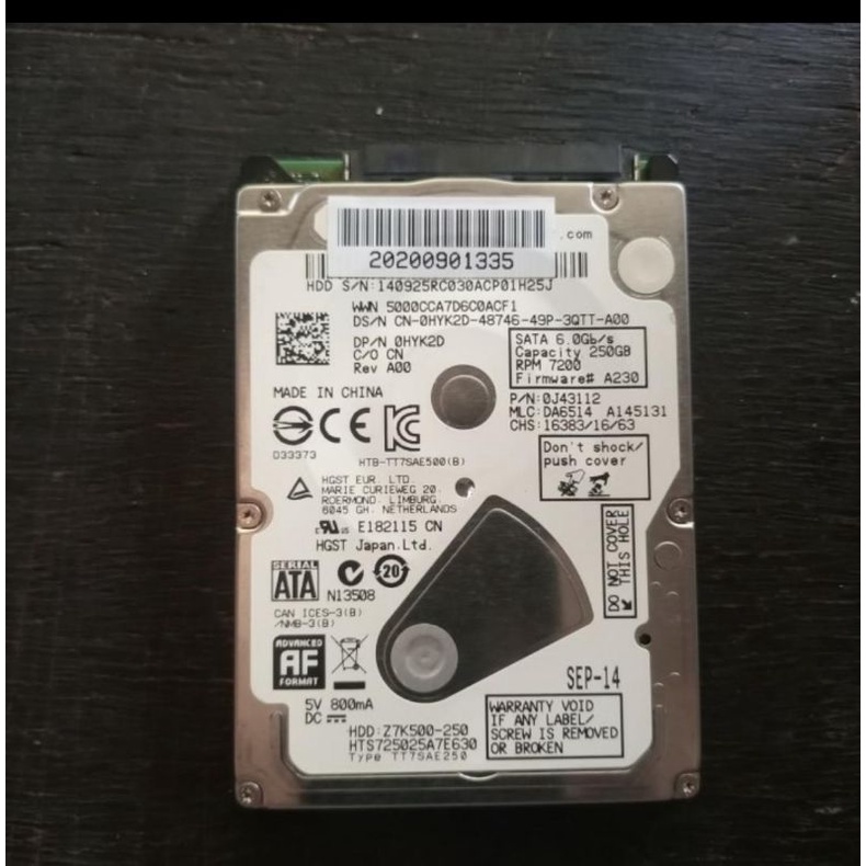 HDD Hardisk Laptop/Ps3. 250Gb, 320, 500/ITb/2Tb(2000Gb)