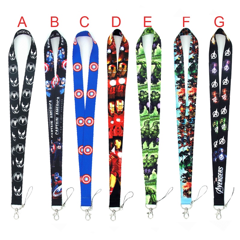 Tali Lanyard Leher Desain Marvel Warna Terang Untuk Gantungan Kunci / Kartu ID / Handphone