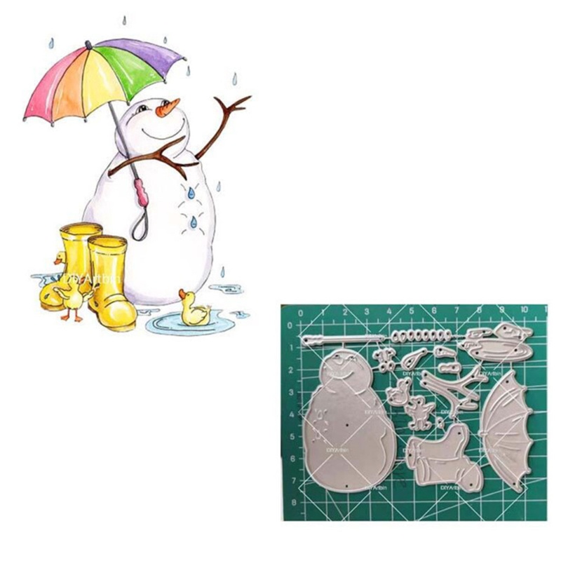 Cetakan Stensil Cutting Dies Motif Snowman Natal Bahan Metal Untuk Scrapbook / Craft DIY / Embossing