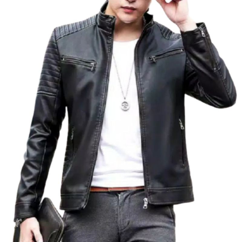 jaket/jaket kulit sintetis pria/jaket kulit sintetis/jaket casual pria/jaket kulit asli