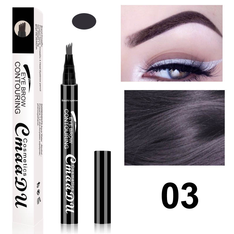 CMAADU Pensil Alis Pencil 4 Tip Liquid Brow Tattoo Makeup Waterproof Long lasting Cosmetic Eyebrow