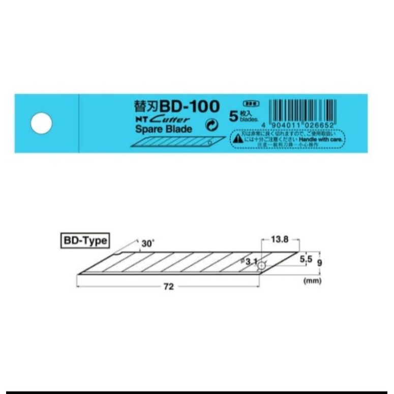 

NT Cutter BD-100 Reffil 30 Derajat (1pack isi 5pcs)