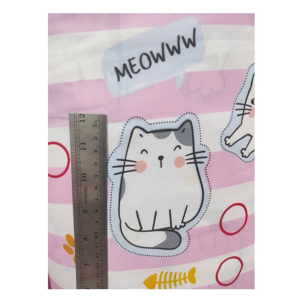 KONICO Bahan Kain Sprei Bahan KATUN KOREA Motif anak CAT FISH ( KAIN METERAN )