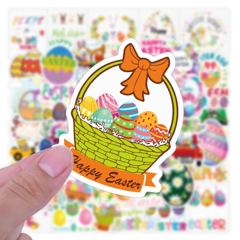 R-flower 100pcs Easter Stiker Diary Kulkas Kelinci Bunny Laptop Scrapbooking Phone Kawaii Laptop Sticker