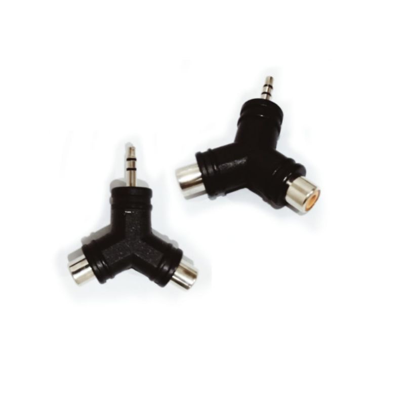 2 rca 3.5mm Y Jack stereo Splitter male female konektor audio cabang konverter sambungan speaker lap