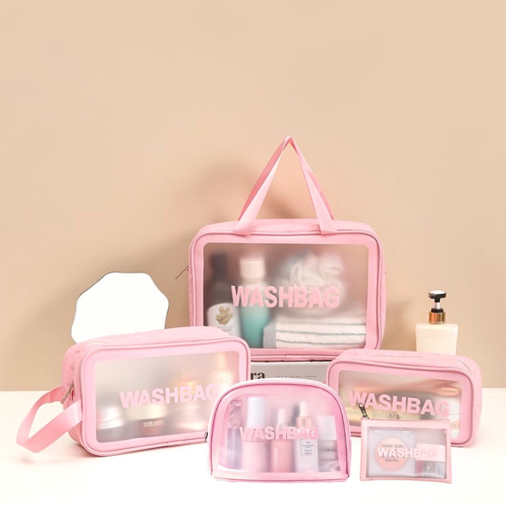 T&amp;Y Tas Kosmetik Transparant WASHBAG Pouch Travel Make Up Bag Organizer Dompet Kosmetik Toiletry Waterproof Pouch Kosmetik Transparant Travel