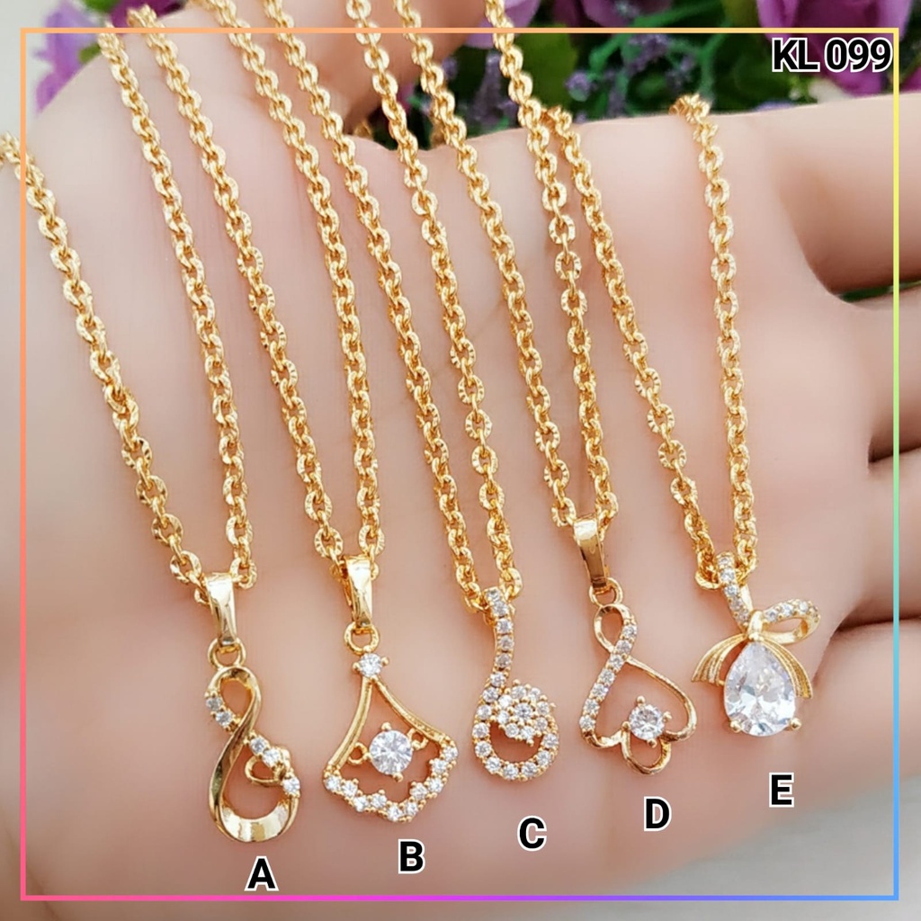 Kalung xuping dewasa set liontin pita rantai permata zirqon lapis emas gold KL 099