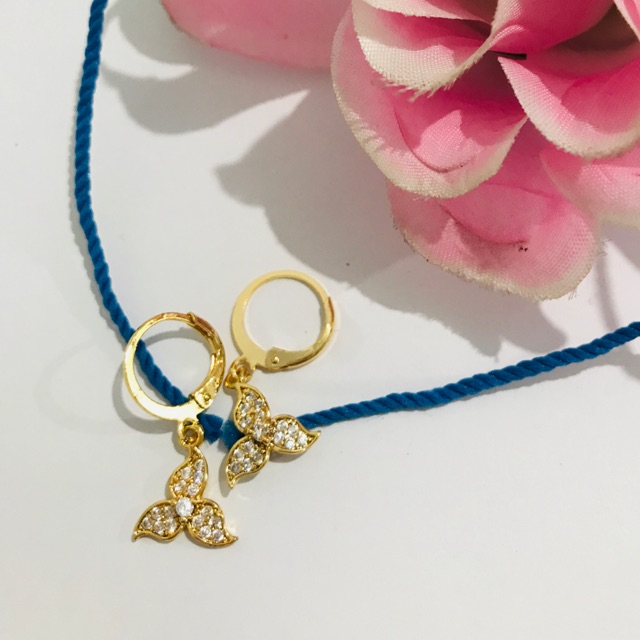 Three Petal Earrings, Lapis Emas, Anting, Giwang, Ecer/grosir