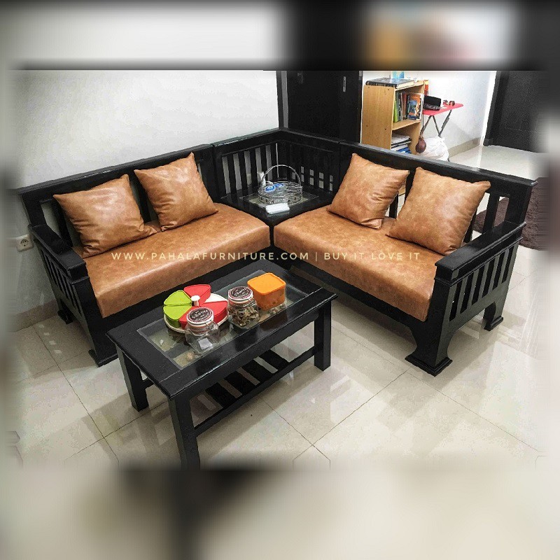 Kursi Tamu Minimalis Sudut L Jati Belanda Sofa Tamu Minimalis Shopee Indonesia