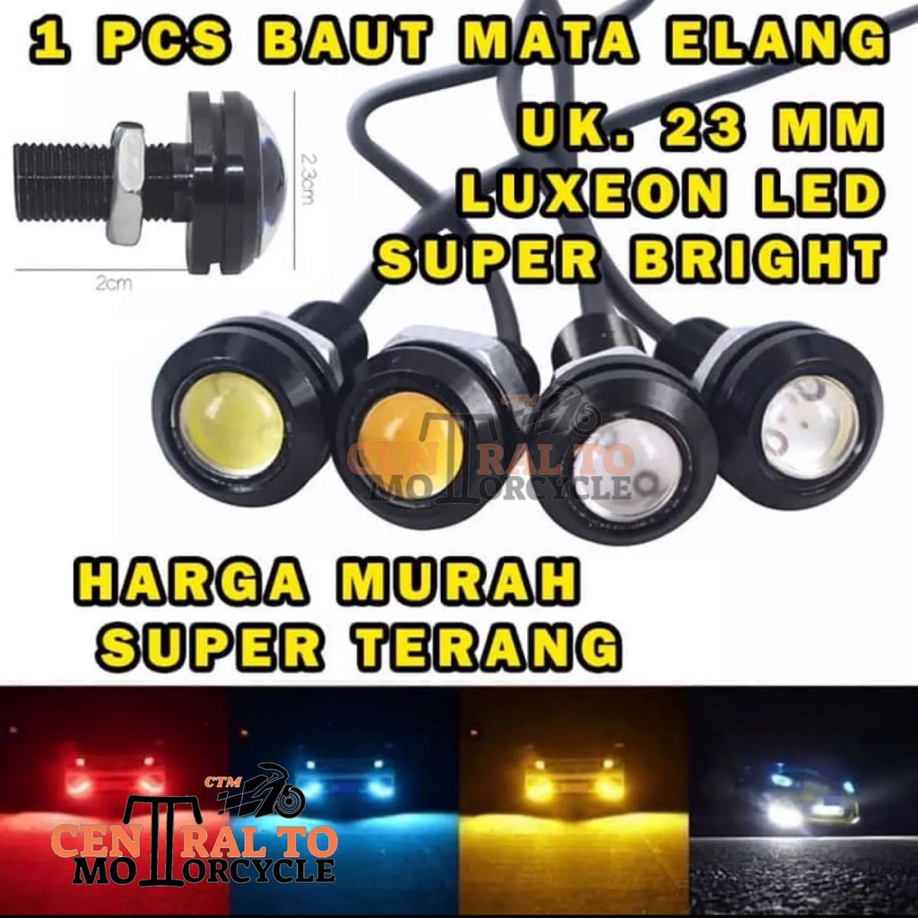 [ 1 BIJI ] LAMPU LED MATA ELANG COB 23 MM DC 12V NON FLASH SUPERBRIGHT WATERPROOF UNIVERSAL