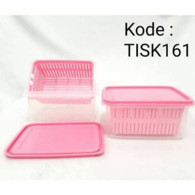 Tempat Ikan Saringan Besar Sealware Dengan Peniris 2in1 Pink TISK 161 Pi / Tempat Makanan + Peniris