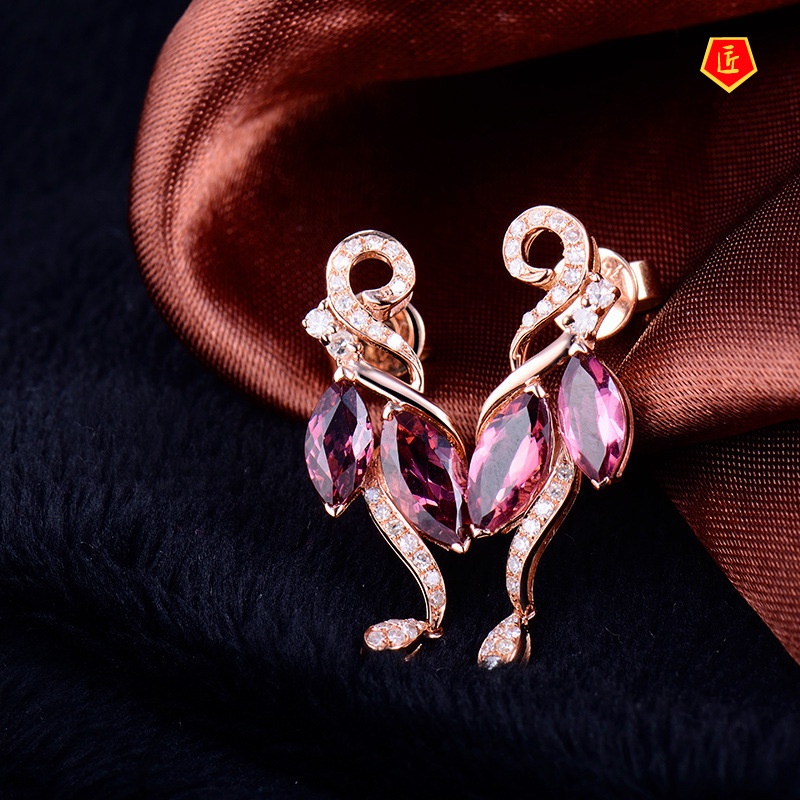 [Ready Stock]Colored Gems Tourmaline Phoenix Earrings 18K Rose Gold