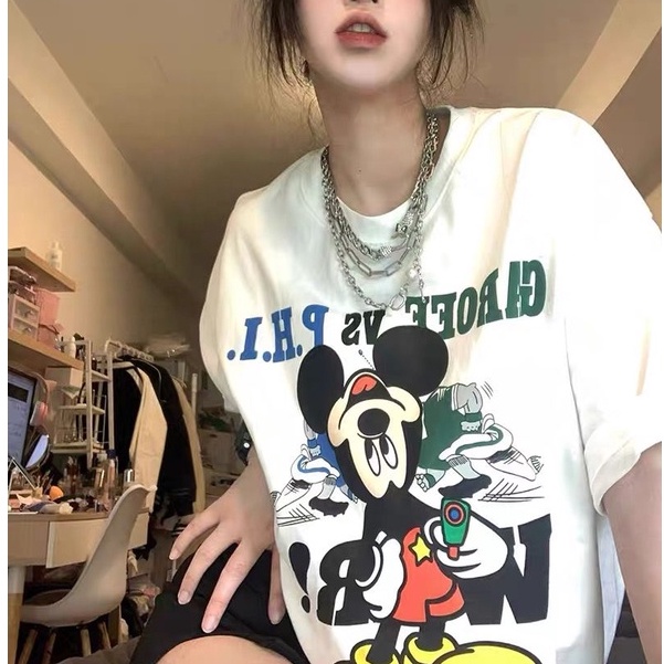 THISTLE - Oversize Tee Tshirt Wanita Model Longgar Motif Mickey Vintage